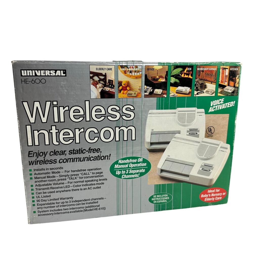 UNIVERSAL MODEL HE-600 Wireless Intercom Baby/Elderly Monitor New Open Box